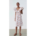 NWT!! ZARA Floral Plaid Lattice Ruffle Sleeve Dress Shift Blogger Favorite Large