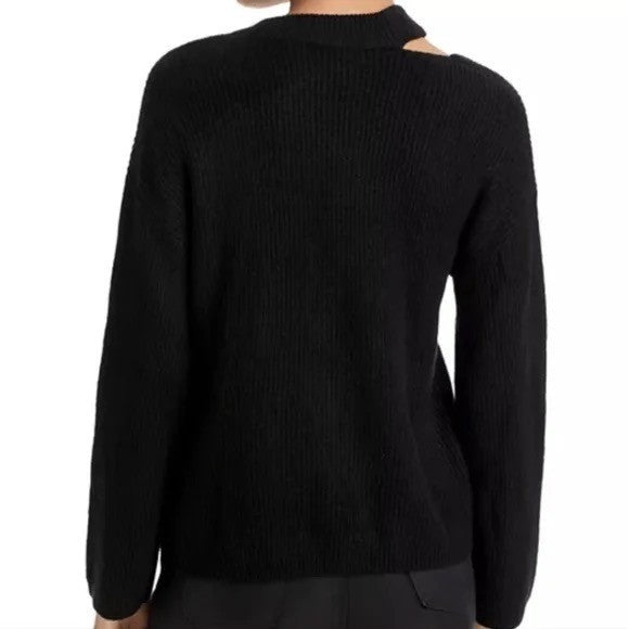 RAILS Alexi Cutout Sweater Solid Black Ribbed Pullover Knitwear Large
