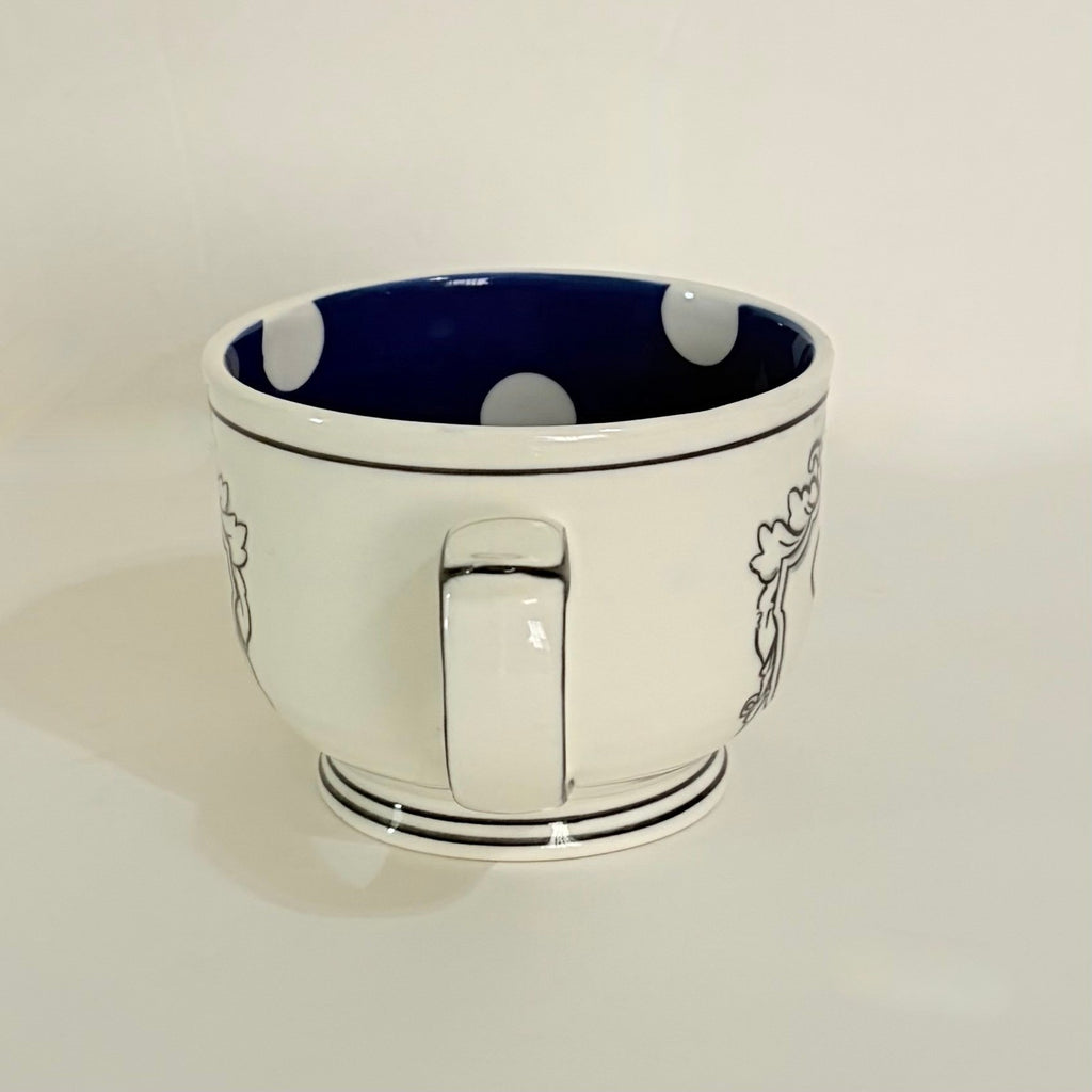 Anthropologie MOLLY HATCH Monogram "S" Initial Mug Coffee Tea Kitchen Polka Dot