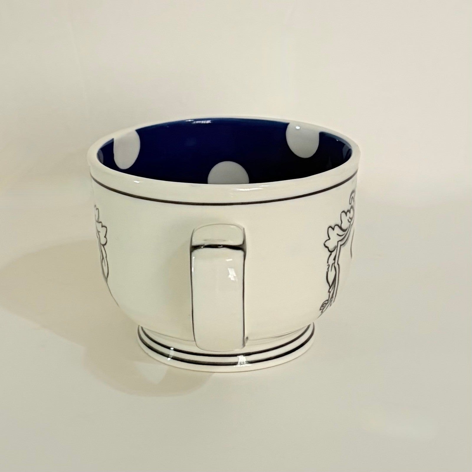 Anthropologie MOLLY HATCH Monogram "S" Initial Mug Coffee Tea Kitchen Polka Dot