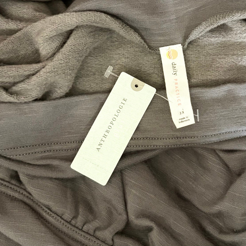 NWT!! Anthropologie DAILY PRACTICE Ruched Cozy Dress Solid Grey Cutout Size 3X