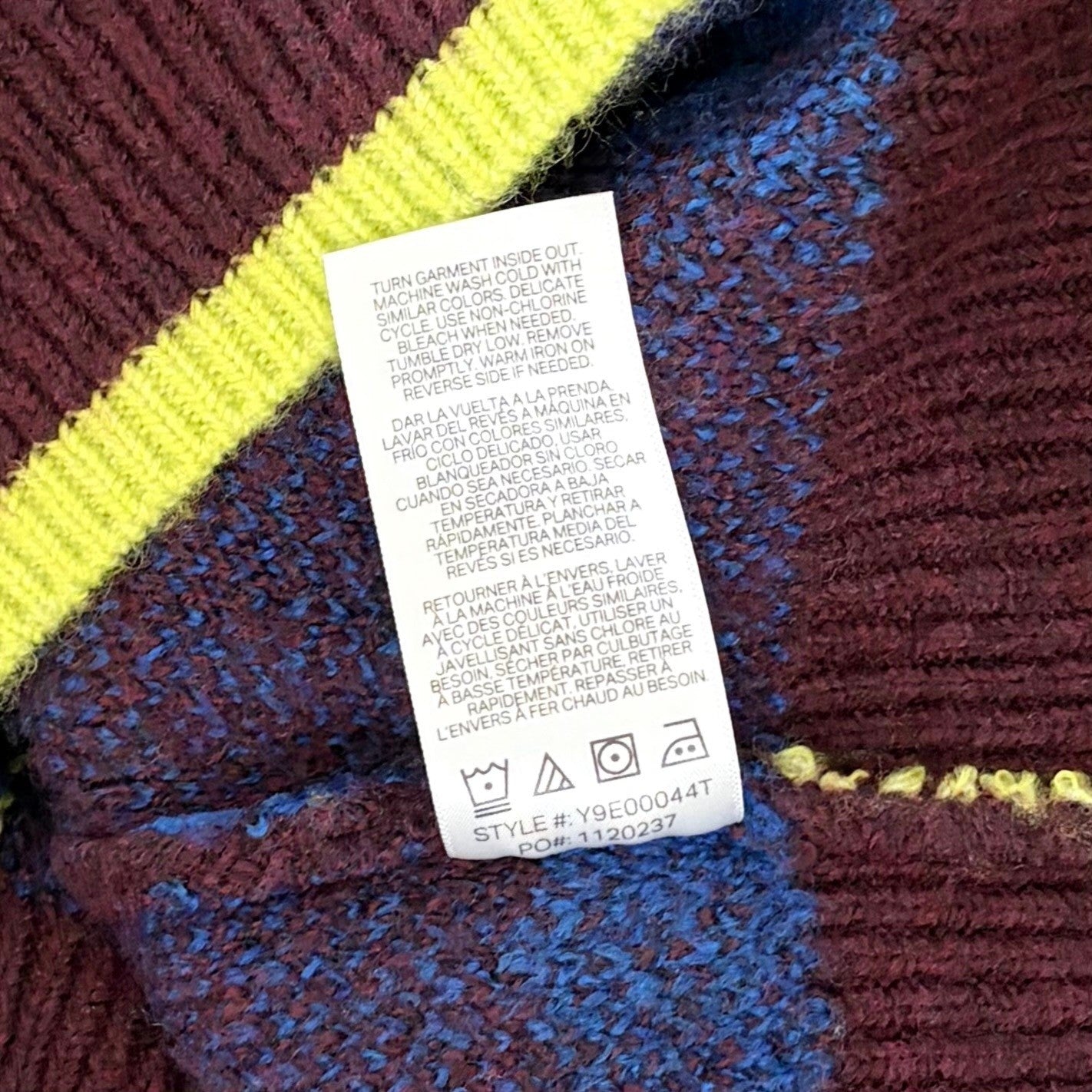 SCOTCH & SODA Crewneck Tulip Intarsia Pullover Sweater Burgundy Blue Large