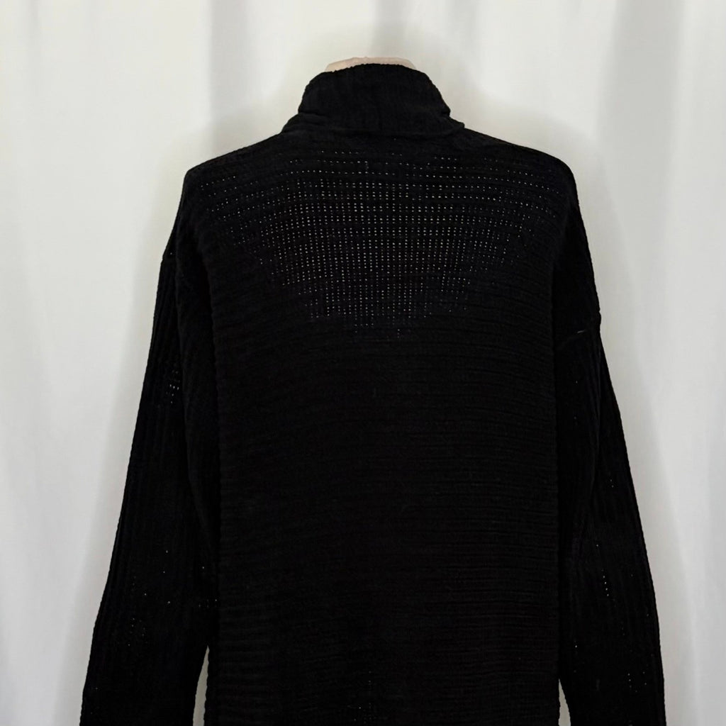 Anthropologie JOHN + JENN Liverpool Black Chenille Cardigan Sweater Solid Large