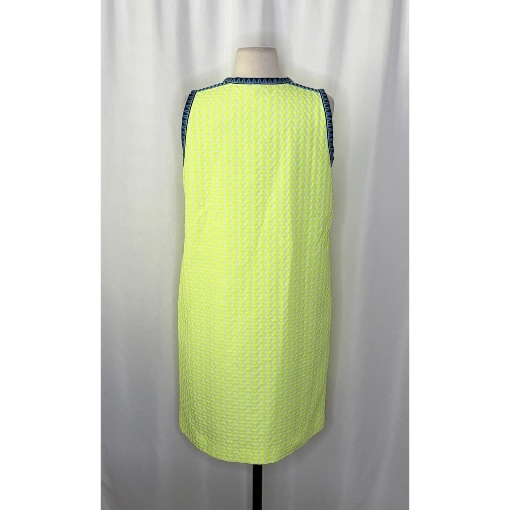 J. CREW Printed Shift Dress Neon Lime Green Retro Vacation Preppy Size 6