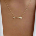 Boho Festival Rhinestone Arrow Gold Necklace Jewelry Chic Southwestern Chain