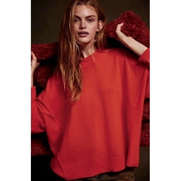 FREE PEOPLE Cashmere Mila Sweater Crew Neck Pullover Knit Oversized X-Large