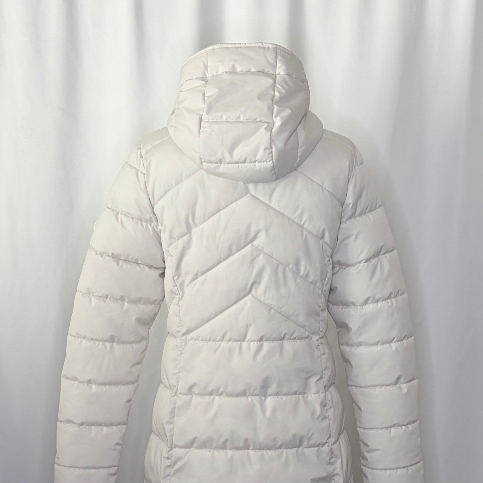BENCH Long Hooded Puffer Coat Removable Hood Pockets Minimalist Quilted X-Small