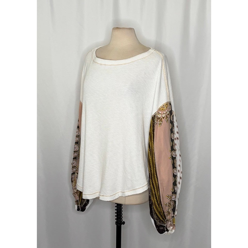 Free People WE THE FREE Blossom Thermal Top Shirt Bohemian Oversized Large