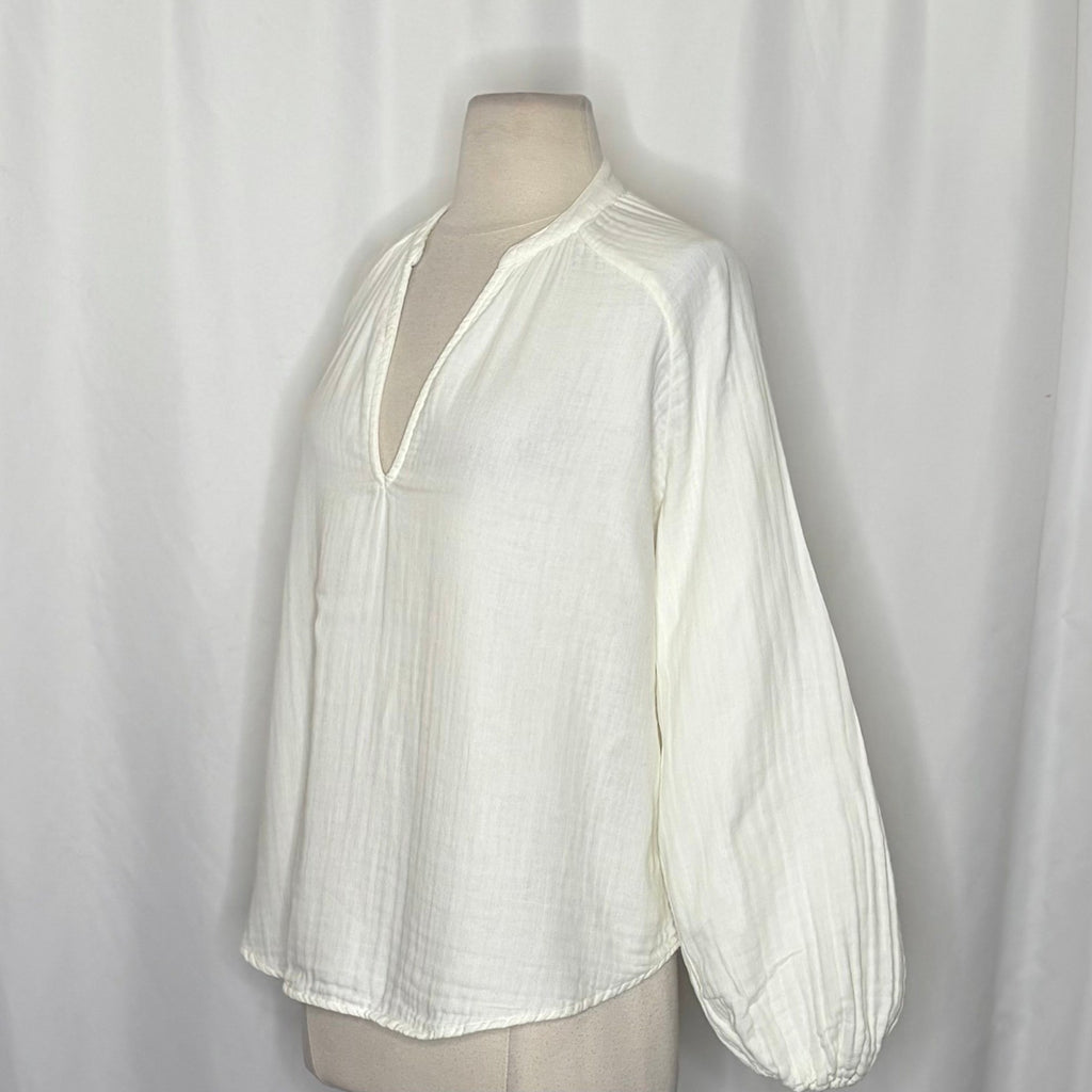 CP SHADES Swingy Gauze Off White Top Blouse Coastal Raglan Gauzy Solid X-Small