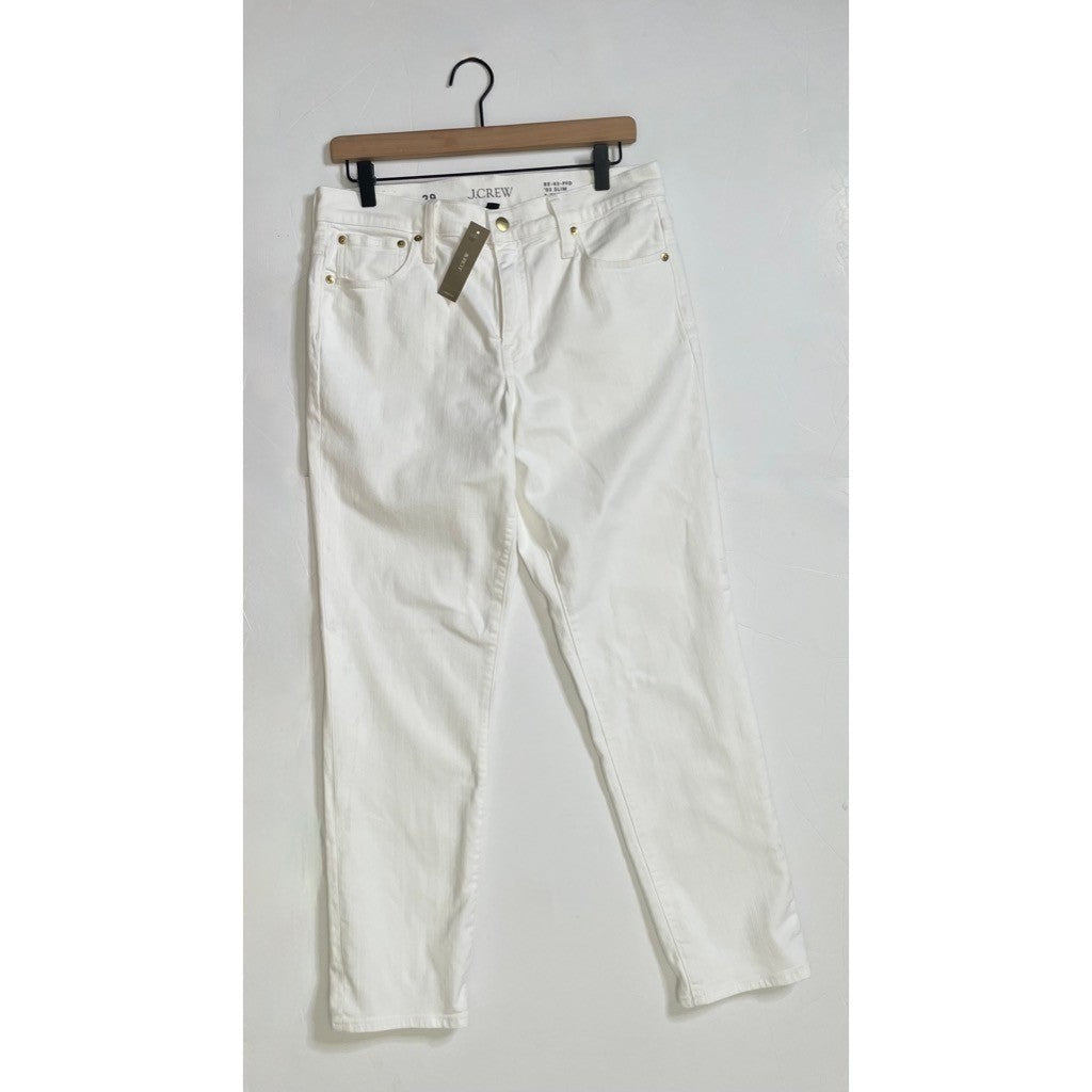NWT!! J. CREW White Slim Jeans '03 2003 Stretch Solid White High Rise Size 29
