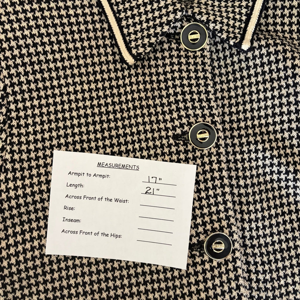 ST. JOHN Collection by Marie Gray Black Ivory Houndstooth Blazer Jacket Size 6