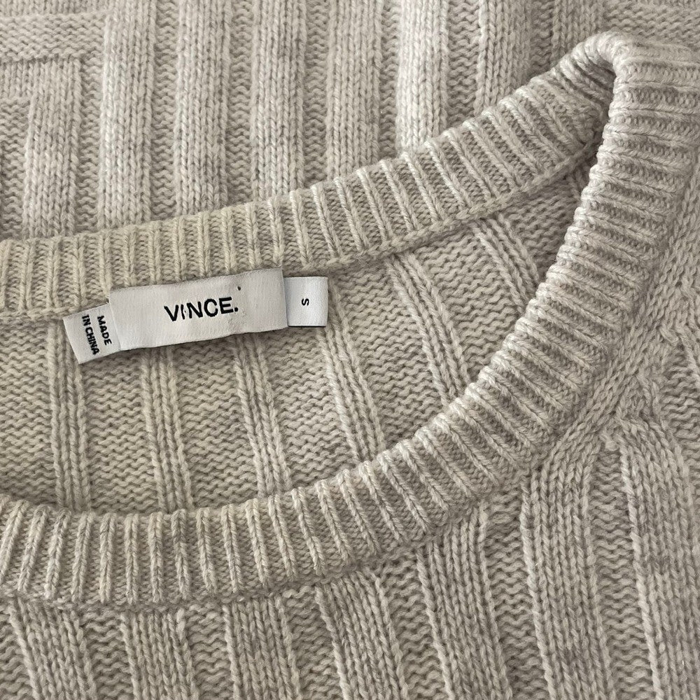 VINCE Cashmere Wool Colorblock Sweater Black Gray Ivory Intarsia Ribbed Small