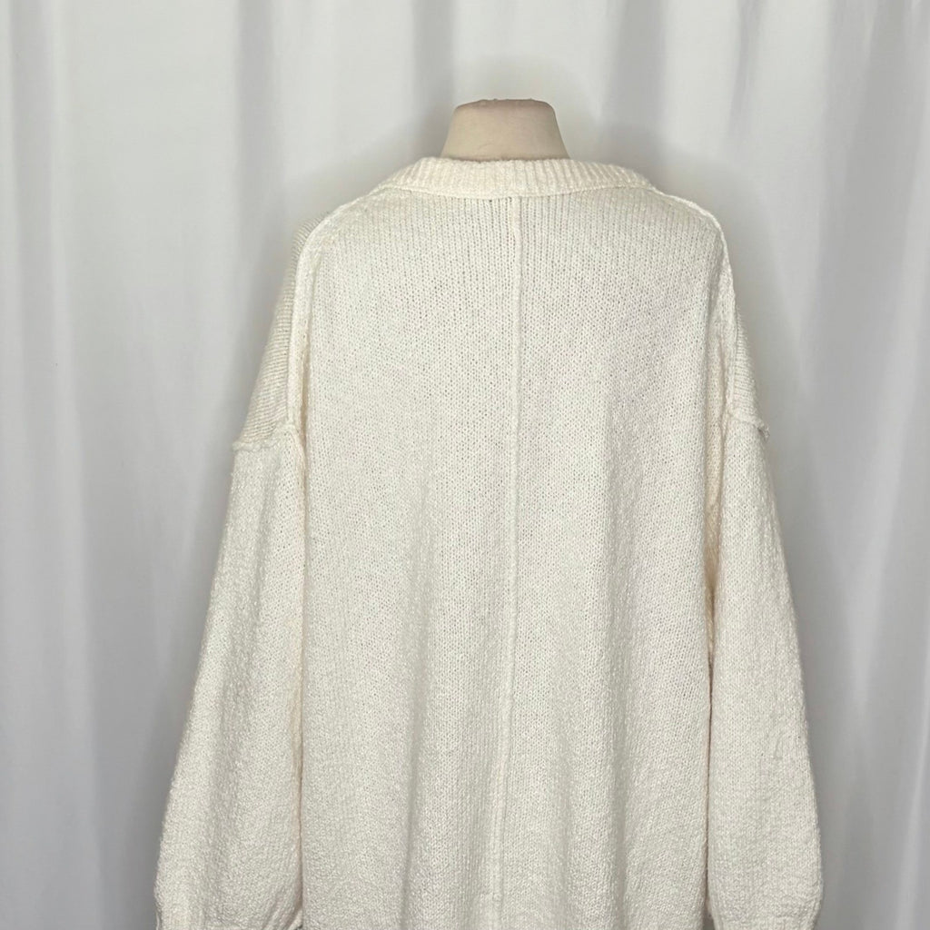 FREE PEOPLE Brookside Tunic Sweater Ivory Slouchy Solid Knitwear Scoop Large