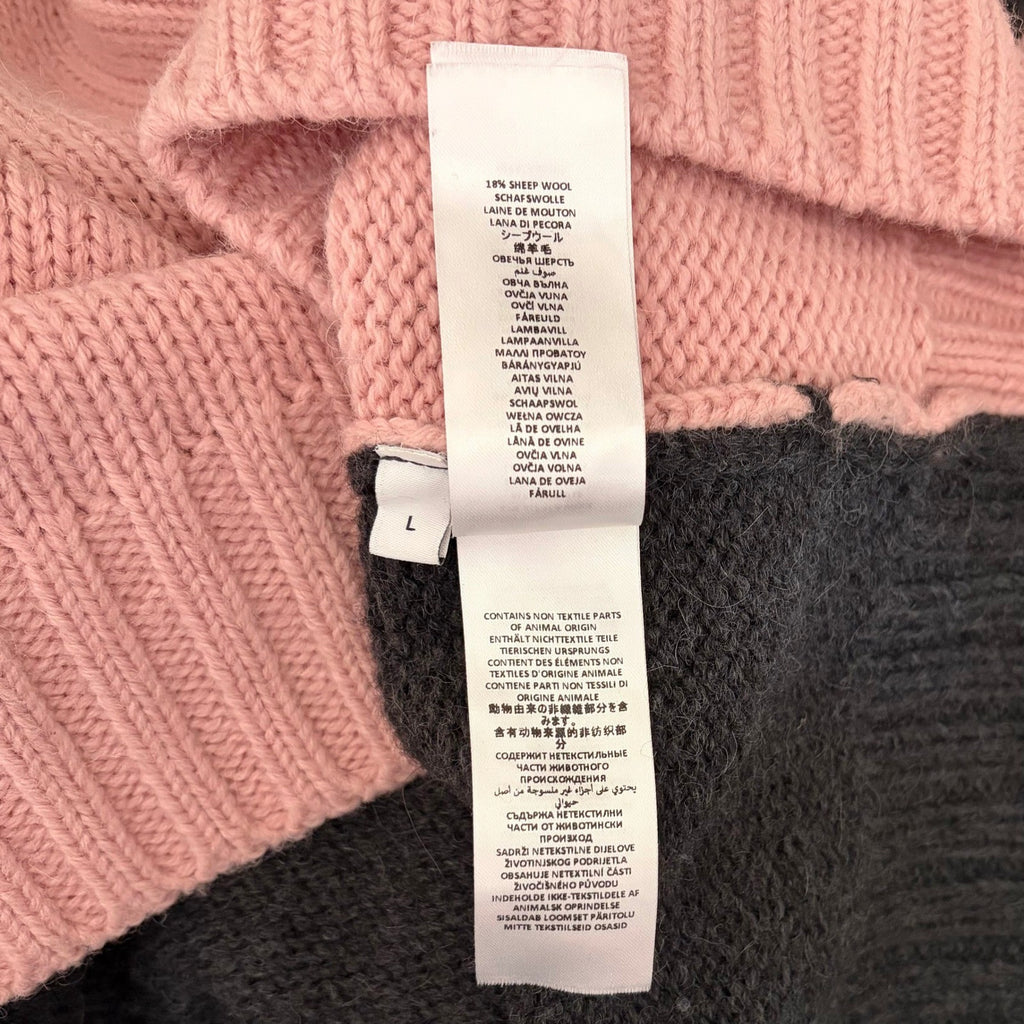 JW ANDERSON Patch Pocket Sweater Pink Grey Pullover Knit Mock Turtleneck Large