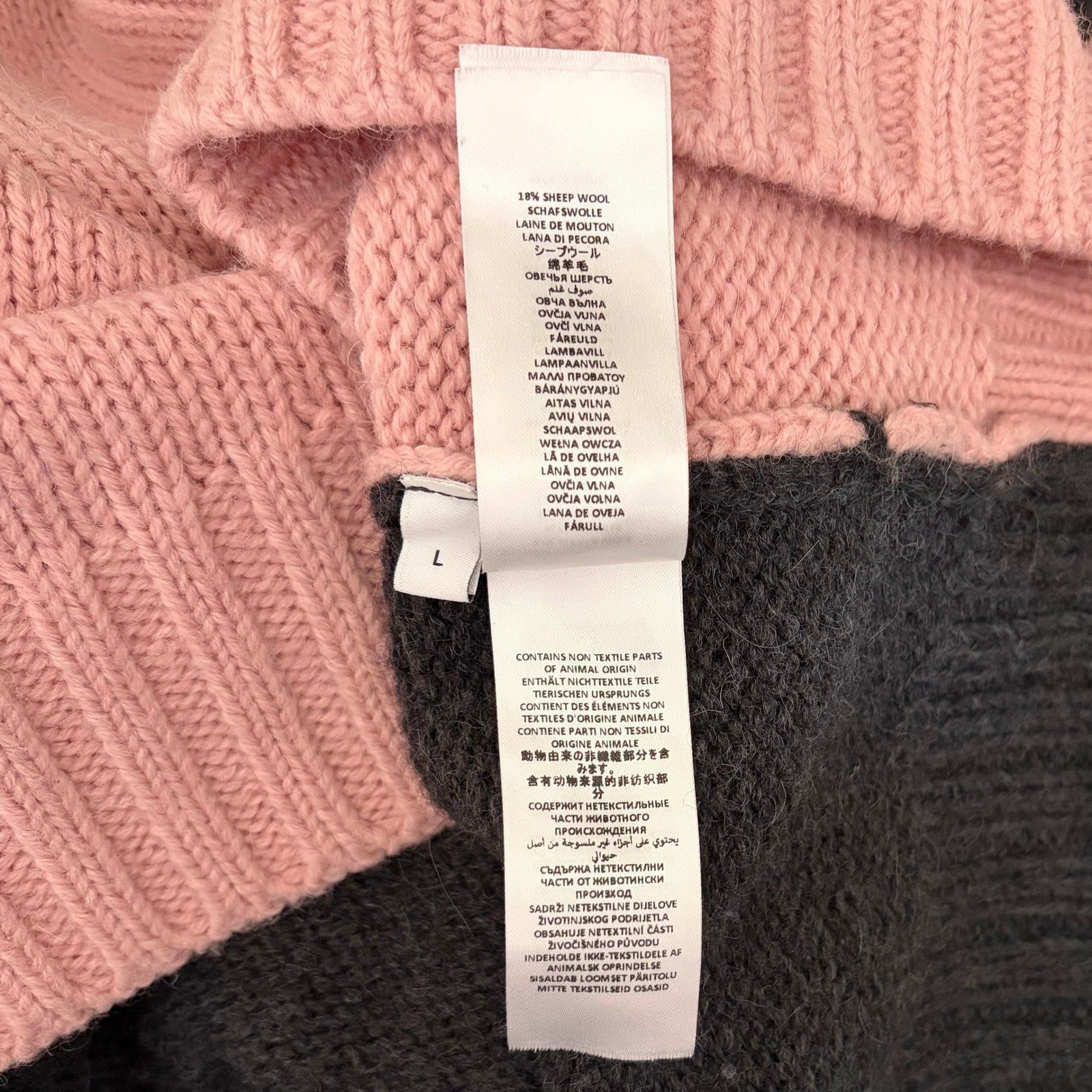 JW ANDERSON Patch Pocket Sweater Pink Grey Pullover Knit Mock Turtleneck Large