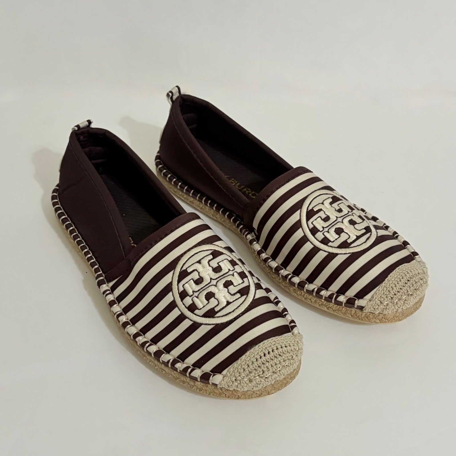 TORY BURCH x Sea Star Beachwear Espadrilles Brown Striped Shoes Size 10
