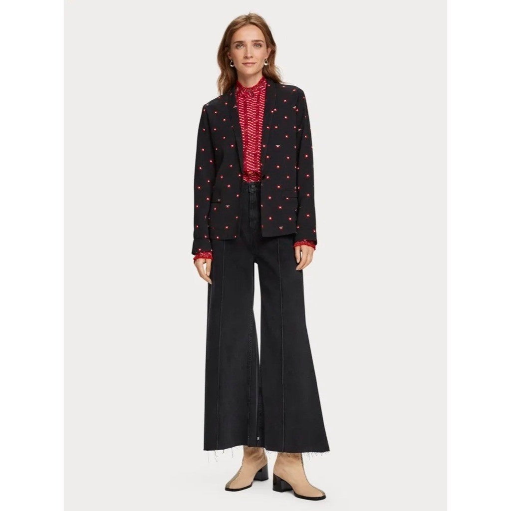 NWT!! SCOTCH & SODA Allover Sun Print Blazer Black Single Button Pockets X-Small