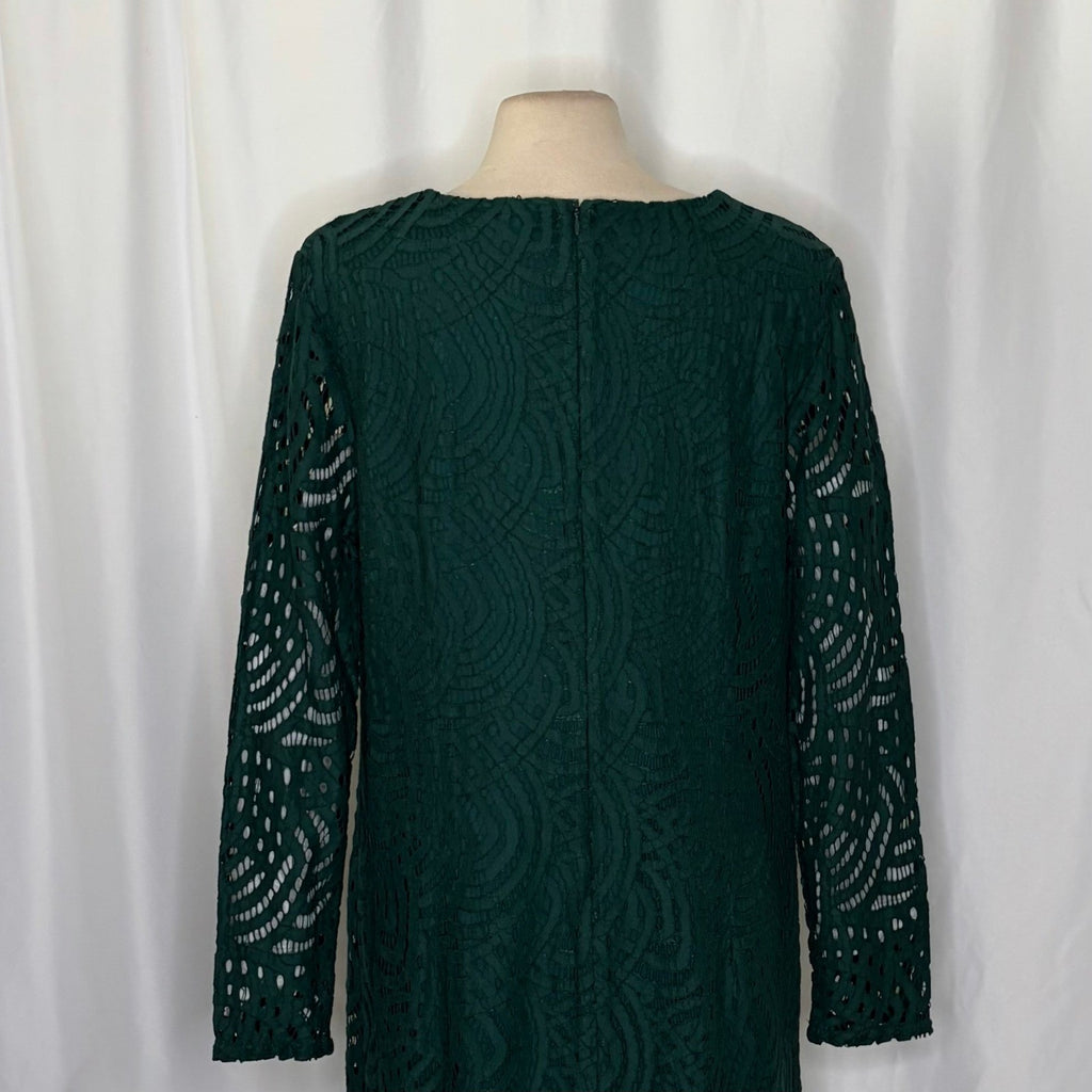 BODEN Zeta Emerald Green Lace Shift Dress Preppy Office Coquette Business 16