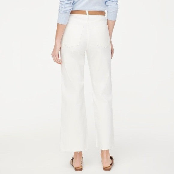 NWT!! J. CREW Factory Wide-Leg Cropped Jeans All-Day Stretch Solid White Size 32
