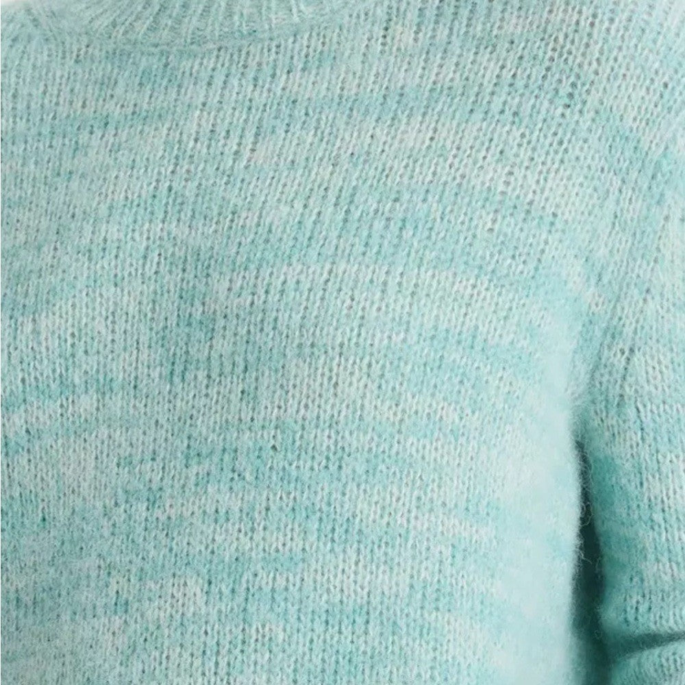 VINCE Italian Marled Alpaca Wool Knit Crew Neck Cozy Sweater Aqua Blue Small