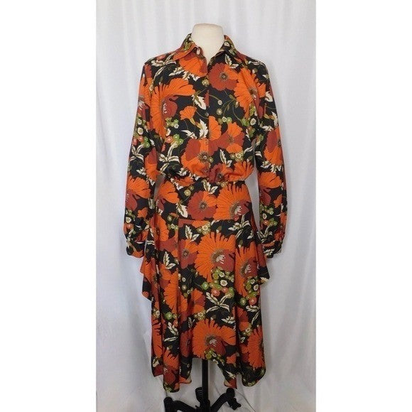 Revolve DODO BAR OR Natasha Dress Genia Floral Retro Print Size 46 US Size 10