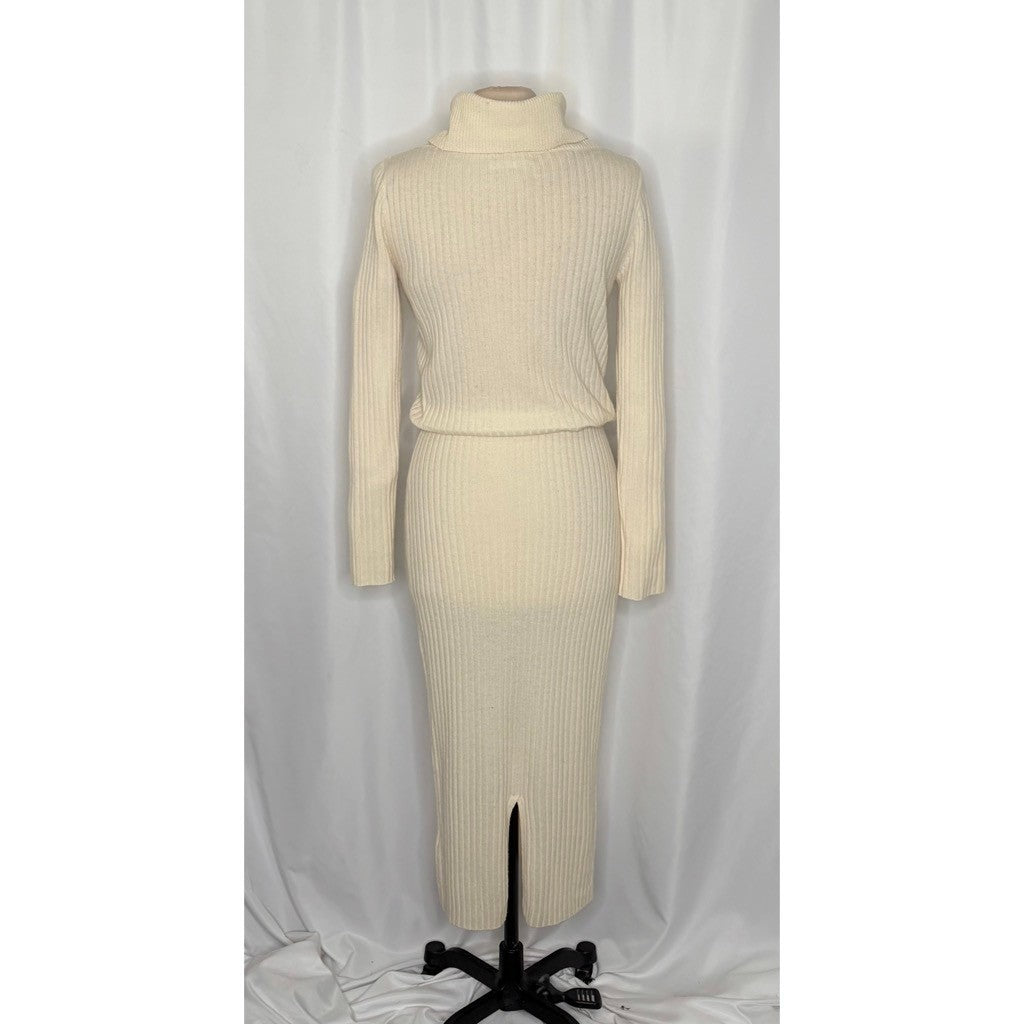 ALICE + OLIVIA Cashmere Wool Hailee Sweater Dress Cowl Neck Midi Ribbed Medium
