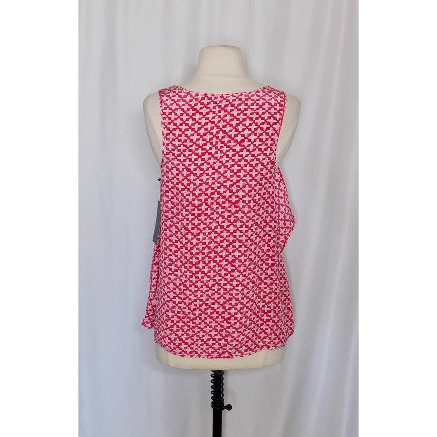 NWT!! THAKOON Addition Silk Printed Tank Top Geranium Pink White Size 2