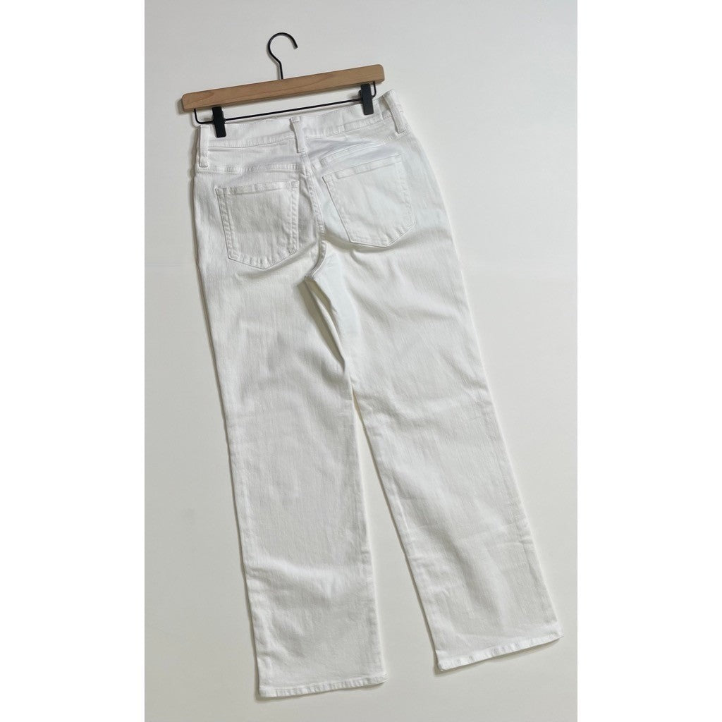 NWT!! J. CREW Lower Rise Full Length Slim Wide Jeans Solid White Retro Size 24