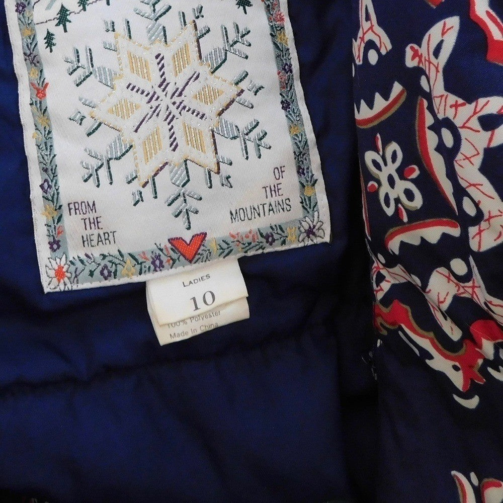 Vintage OBERMEYER Women's Embroidered Hooded Legend Coat Jacket Red Blue Size 10