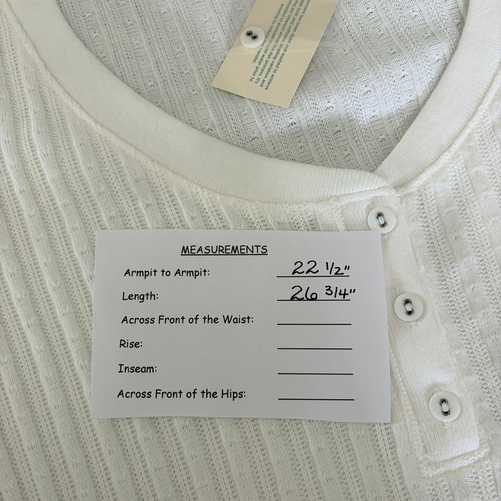 NWT!! SUNDANCE White Ribbed Knit Henley Top Shirt Scoop Neck Knit Solid X-Large