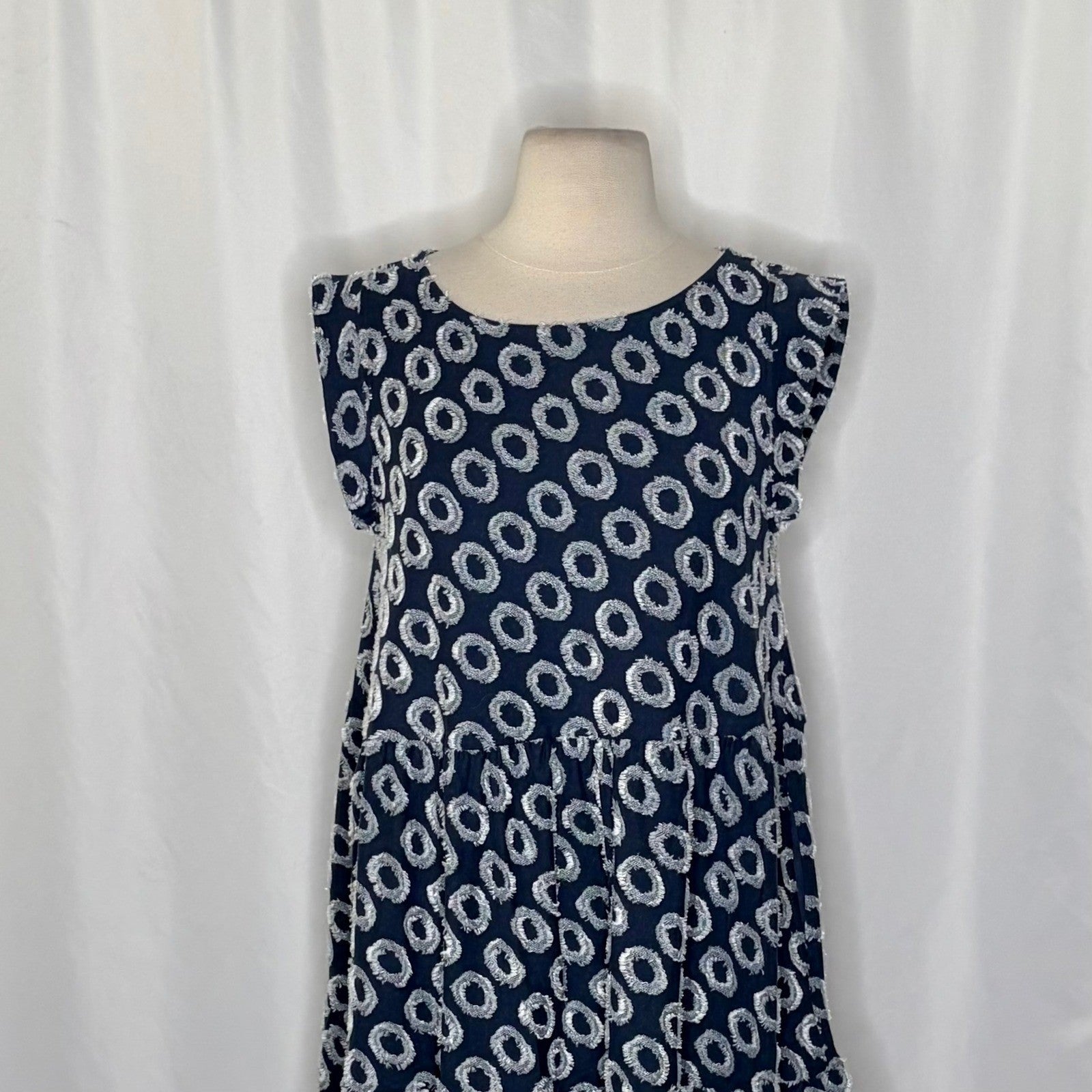 NWT!! Anthropologie MAEVE Lisanne Textured Tunic Tiered Dress Blue White X-Small