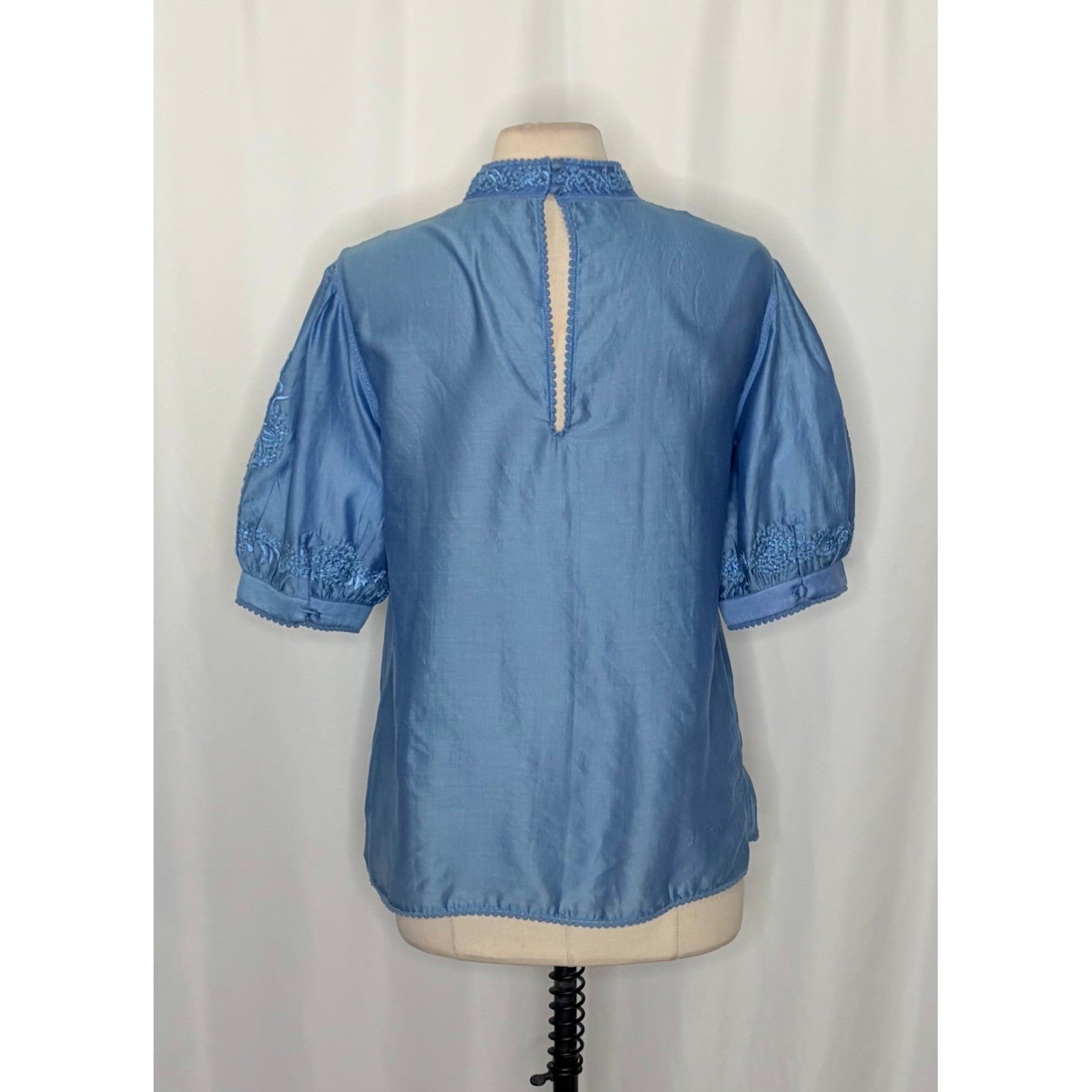 Anthropologie PAYAL JAIN Embroidered Carrington Floral Blouse Top Silk Medium