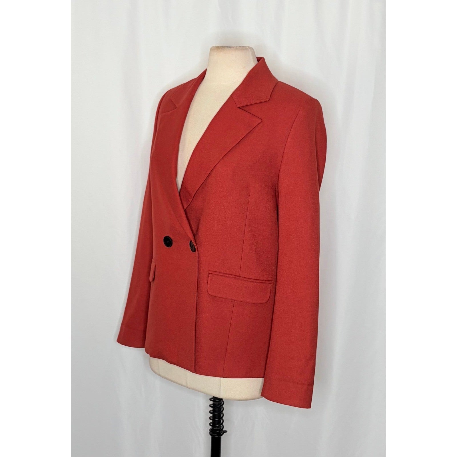 ANINE BING Becky Blazer Rust Double Breasted Pockets Boxy Business Solid Small
