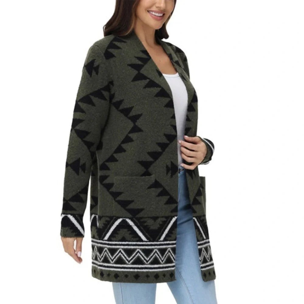 NWT!! FRYE Patterned Cozy Cardigan Sweater Burnt Olive Combo Green X-Large