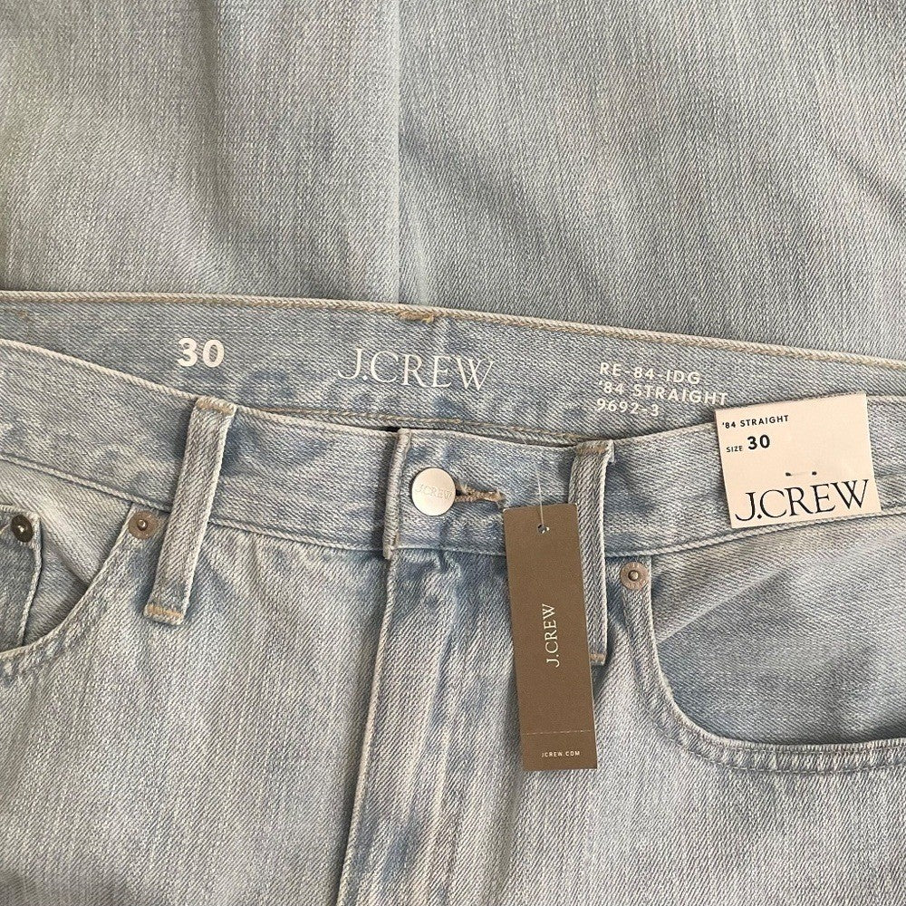 NWT!! J. CREW Mid-Rise Straight Jeans Montauk Wash Denim Classic Preppy Size 30