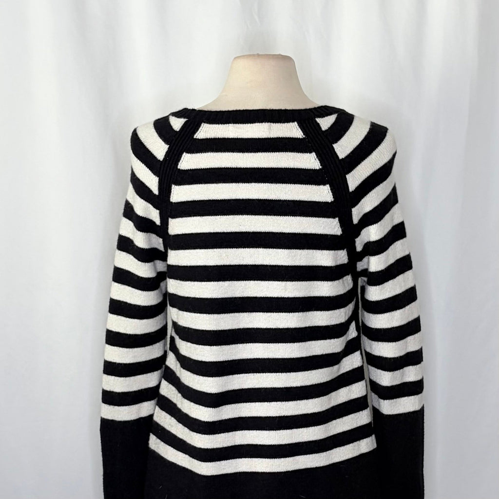ANTHROPOLOGIE Rebekah Sweater Black White Stripe Tunic Pullover Knitwear Medium