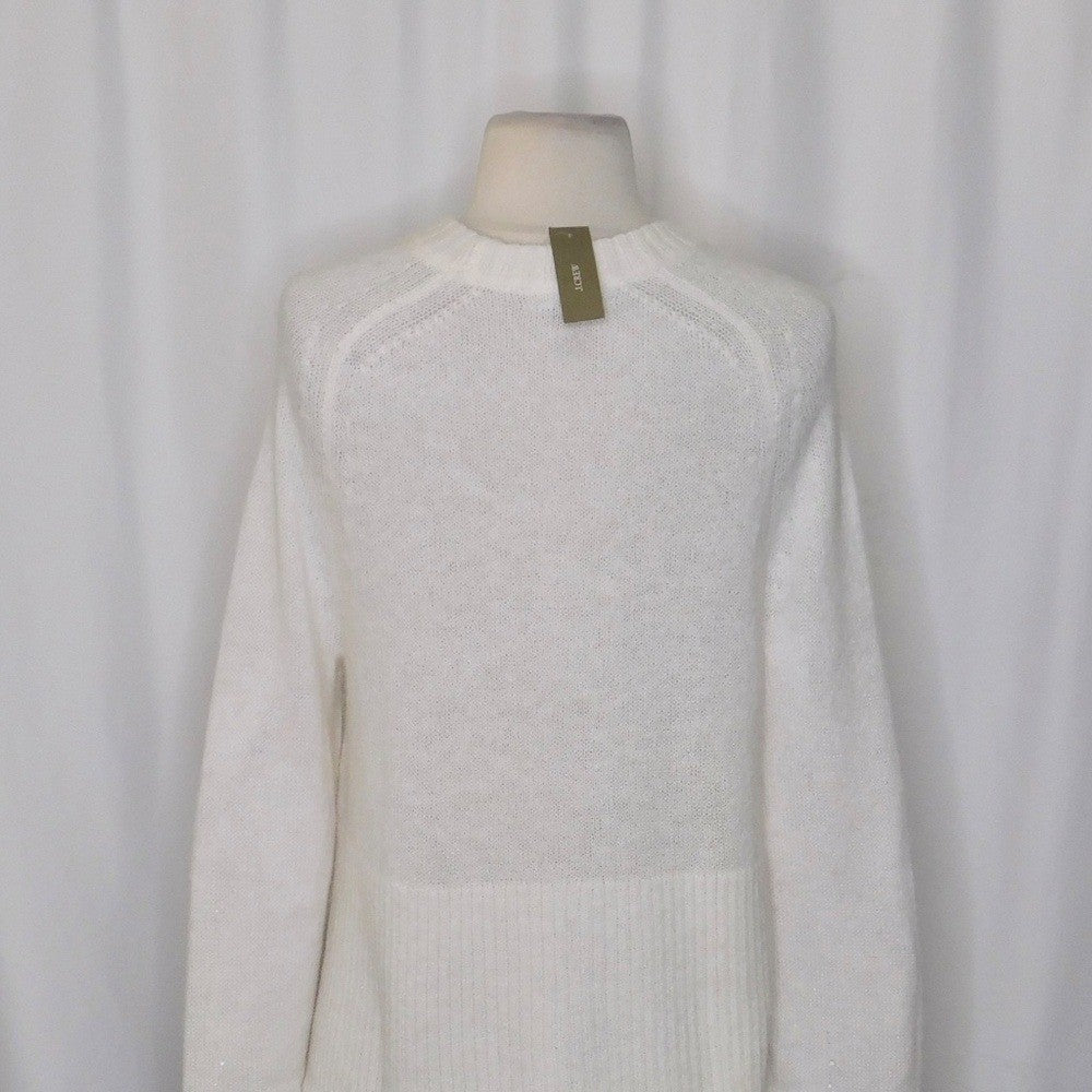 NWT!! J. CREW High Rib Pullover Sweater Wool Alpaca Solid Ivory Minimalist XXS