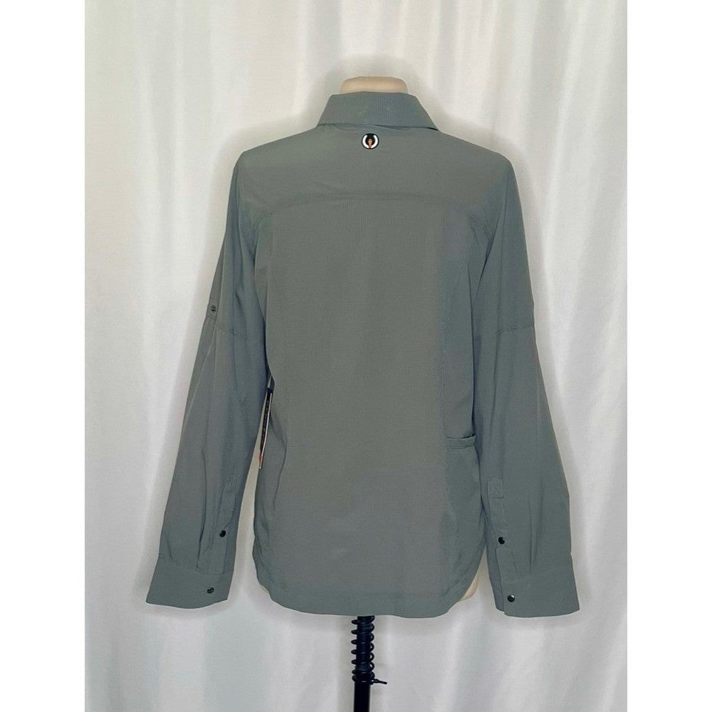 NWT!! Women's KERRITS Convertible Sun Shirt Cypress Green Snaps Equestrian Large