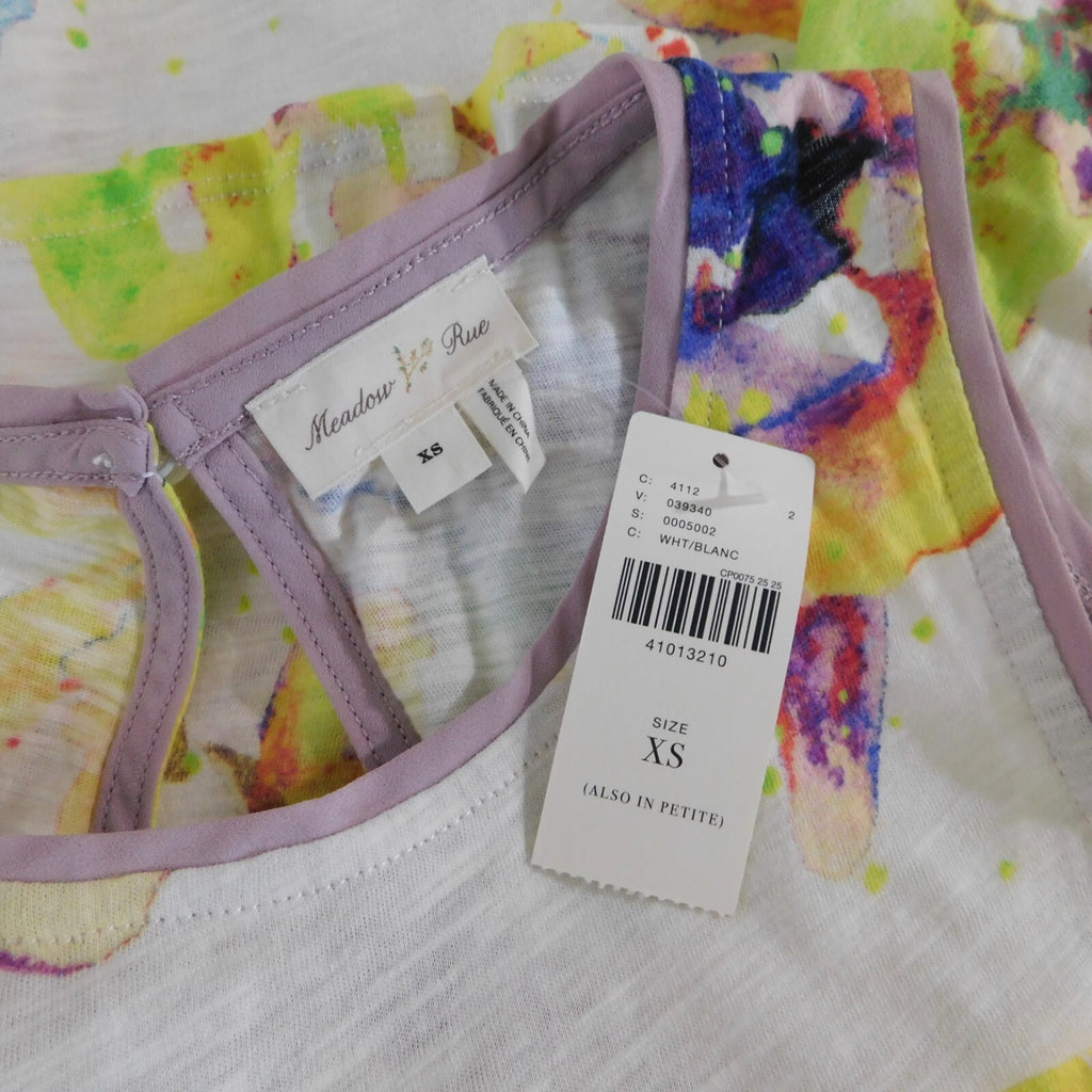 NWT!! Anthropologie MEADOW RUE Cantara Floral Knit Tiered Tank Top X-Small