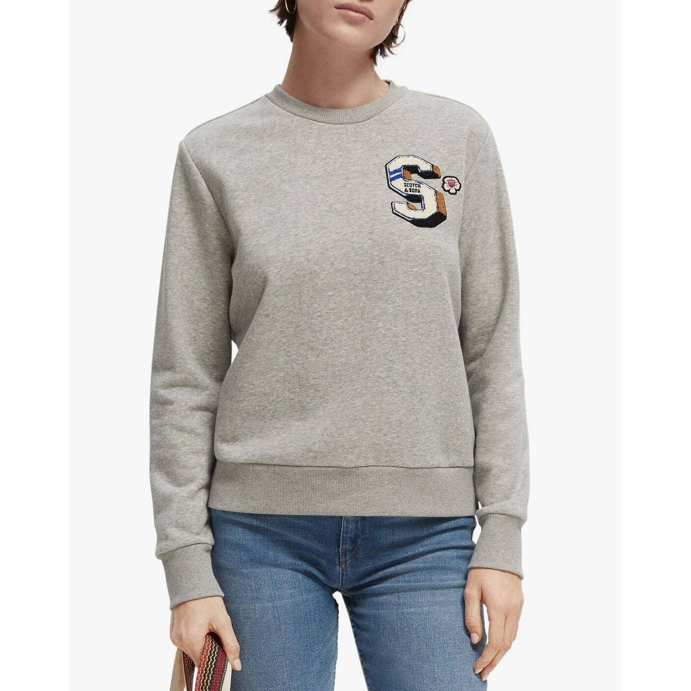 SCOTCH & SODA Artwork Crew Neck Sweatshirt Gray Monogram S Academia Medium