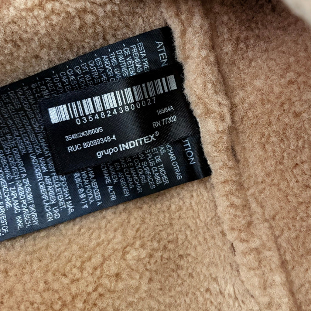 NWT!! ZARA ZW Collection Double Faced Coat Jacket Black Fleece Lining Small