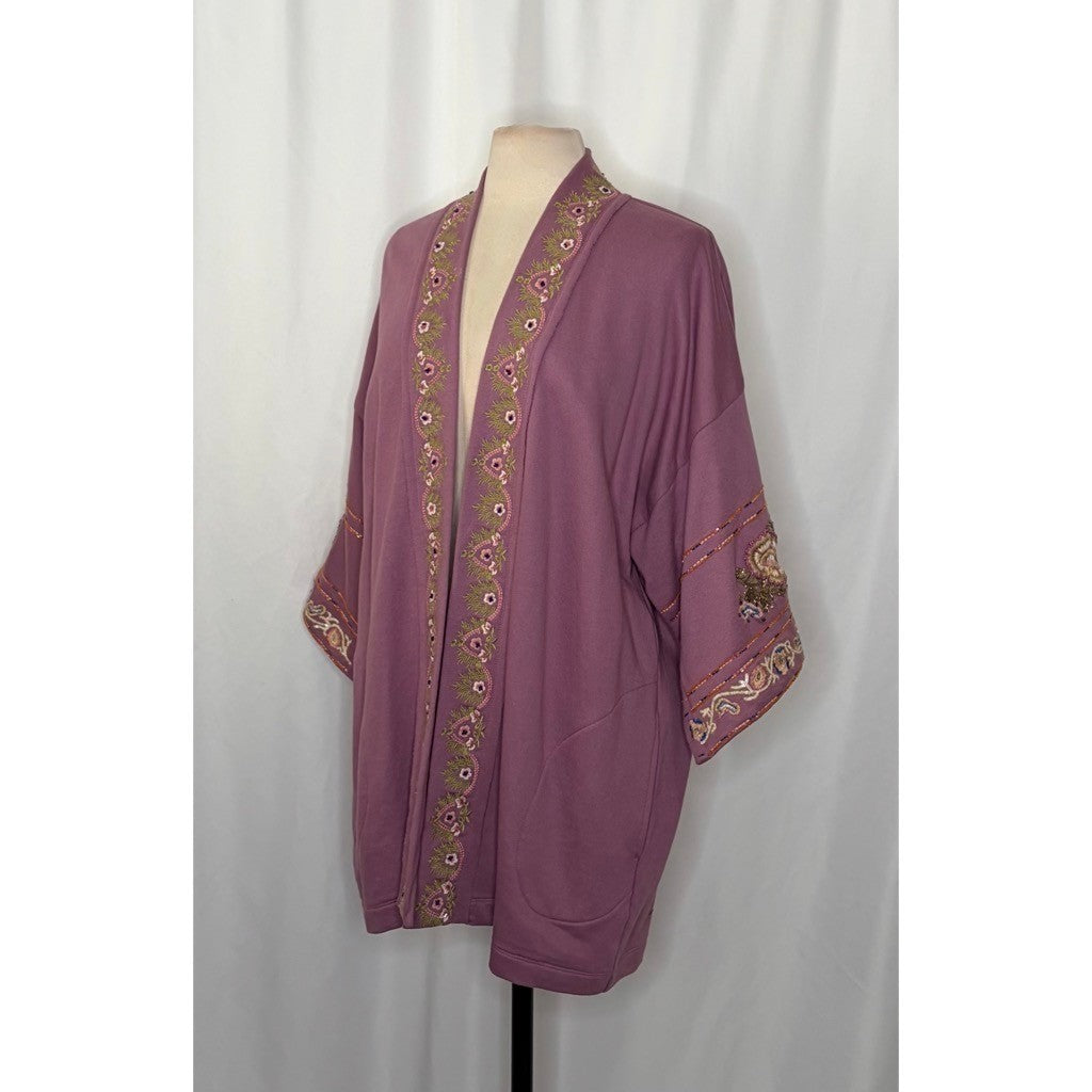 ARATTA SILENT JOURNEY Juliette Beaded Embellished French Terry Kimono Jacket S