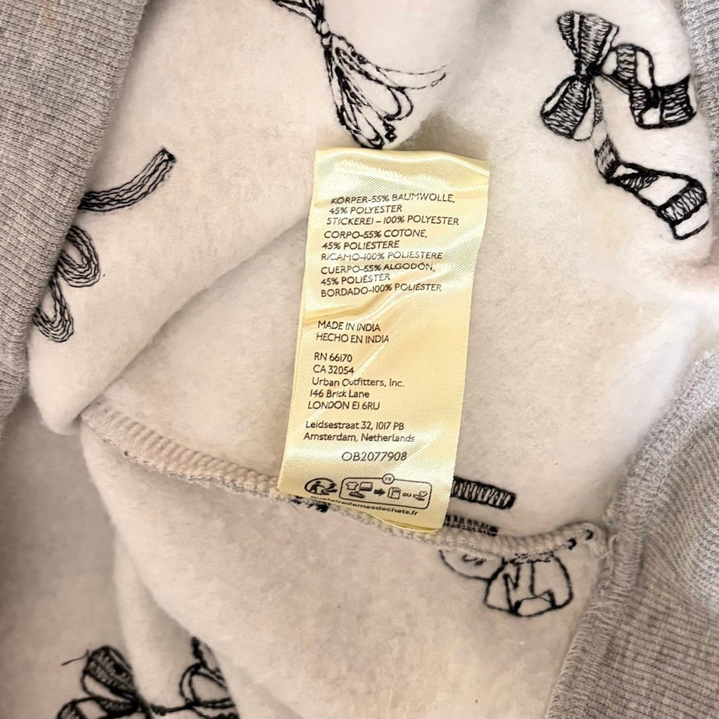 Anthropologie MAEVE Puff Sleeve Embroidered Bow Pattern Sweatshirt Top Small