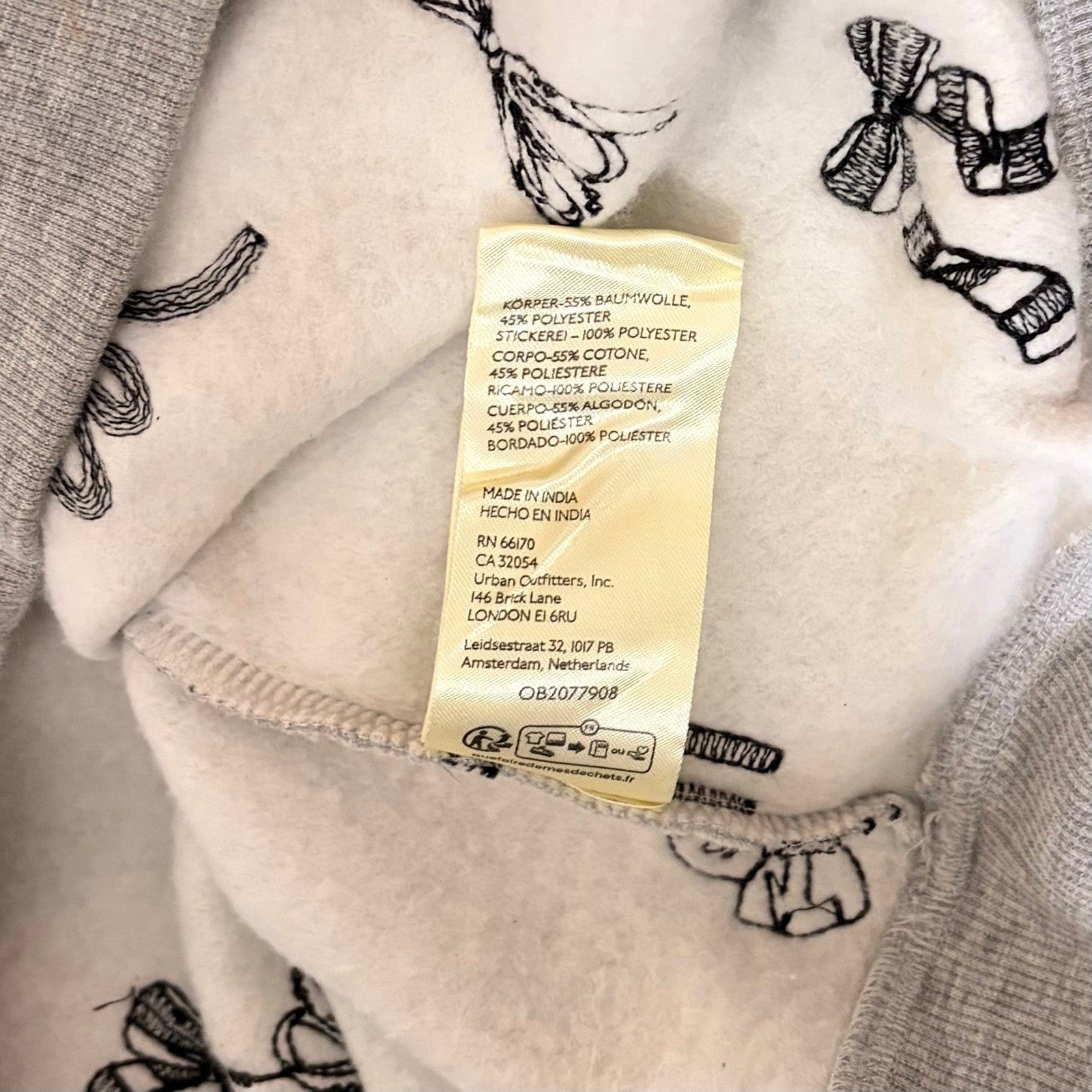 Anthropologie MAEVE Puff Sleeve Embroidered Bow Pattern Sweatshirt Top Small