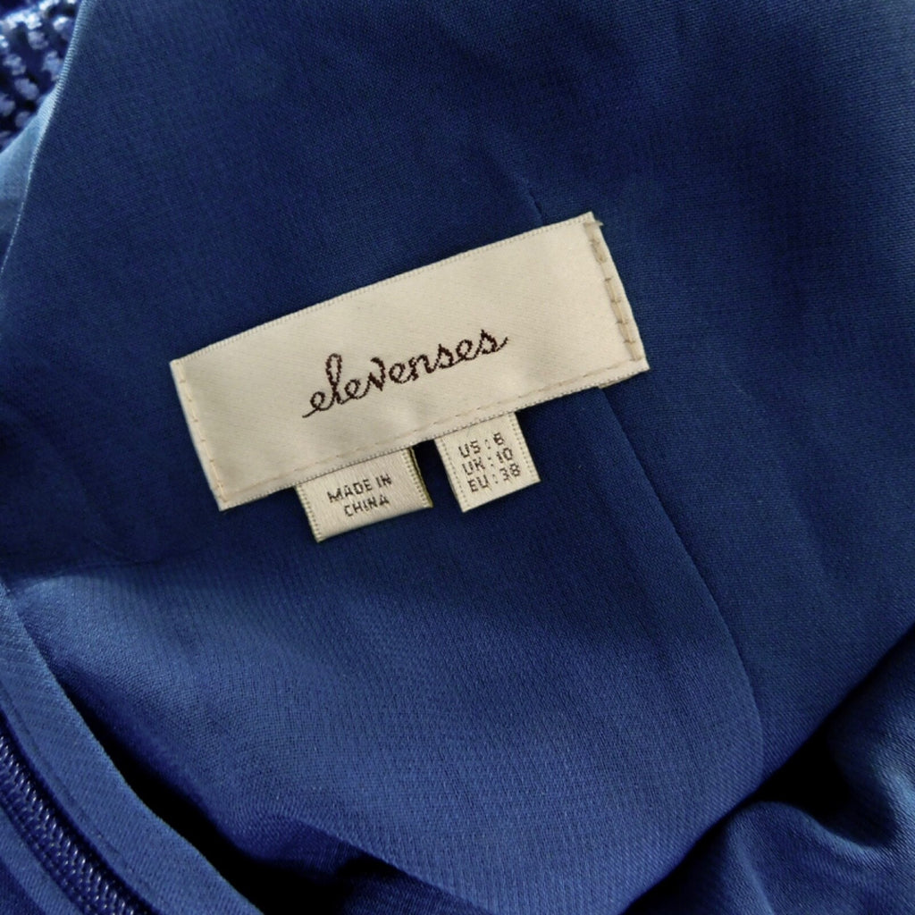 Anthropologie ELEVENSES Velvet Nova Jumpsuit Mock Neck Textured Blue Size 6