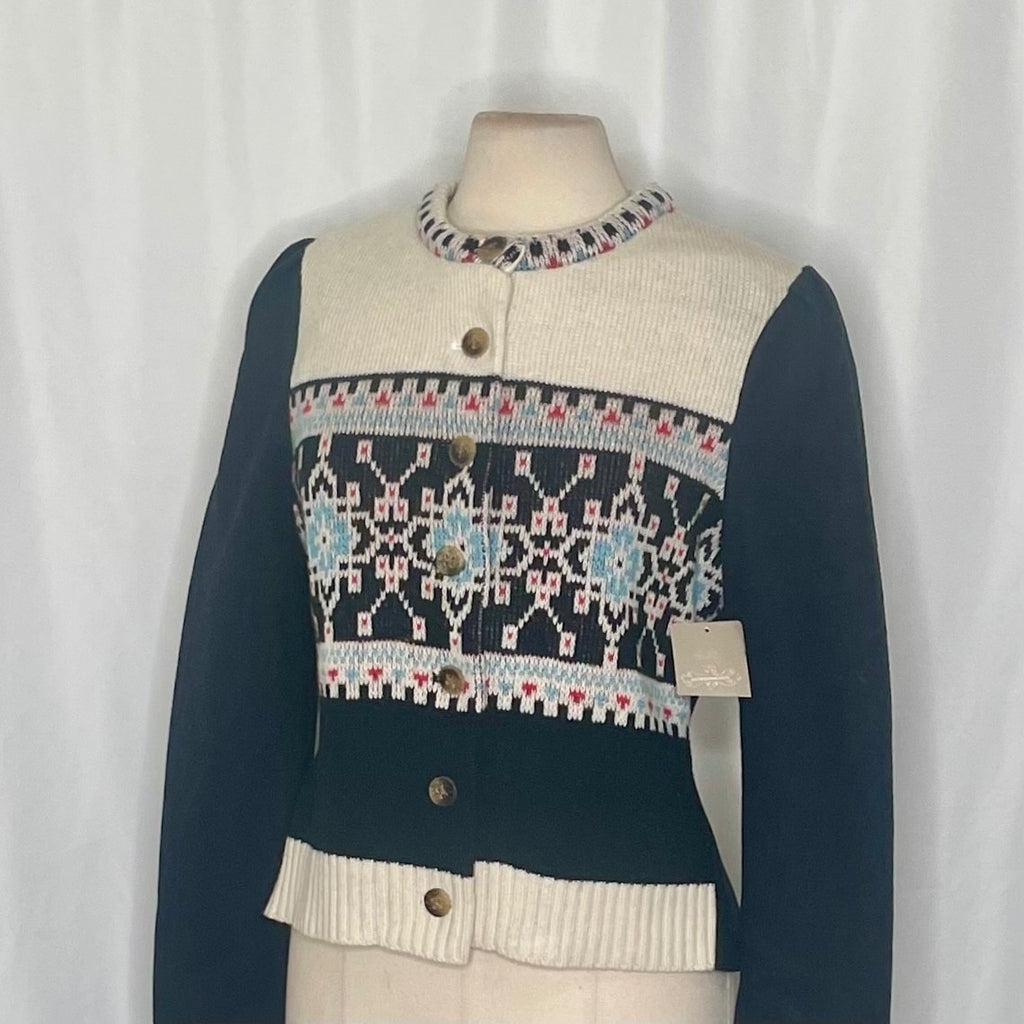 NWT!! Anthropologie ELEVENSES Buckhaven Fairisle Sweater Cardigan Jacket Size 12
