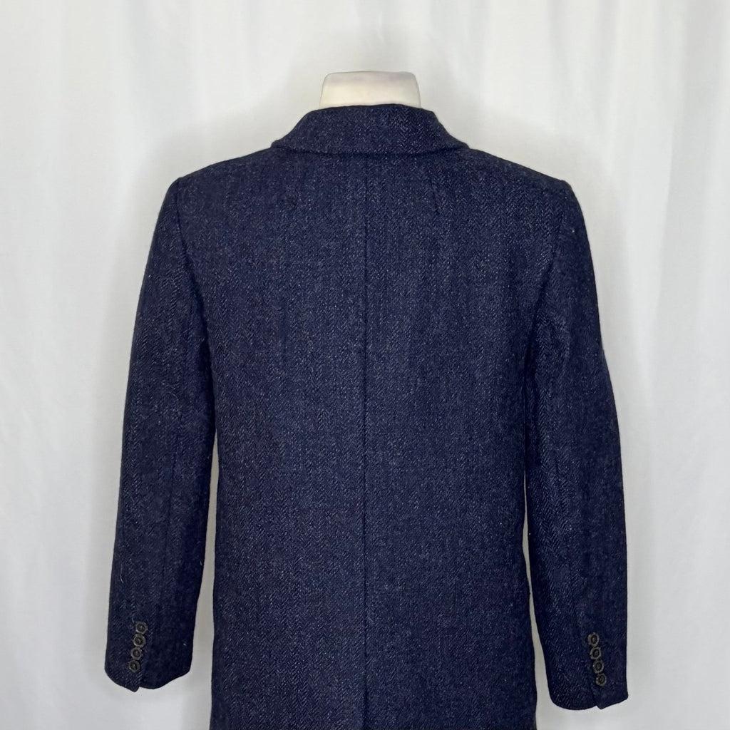J. CREW Wool Alfie Blazer Navy Blue Herringbone Preppy Academia 4P 4 Petite
