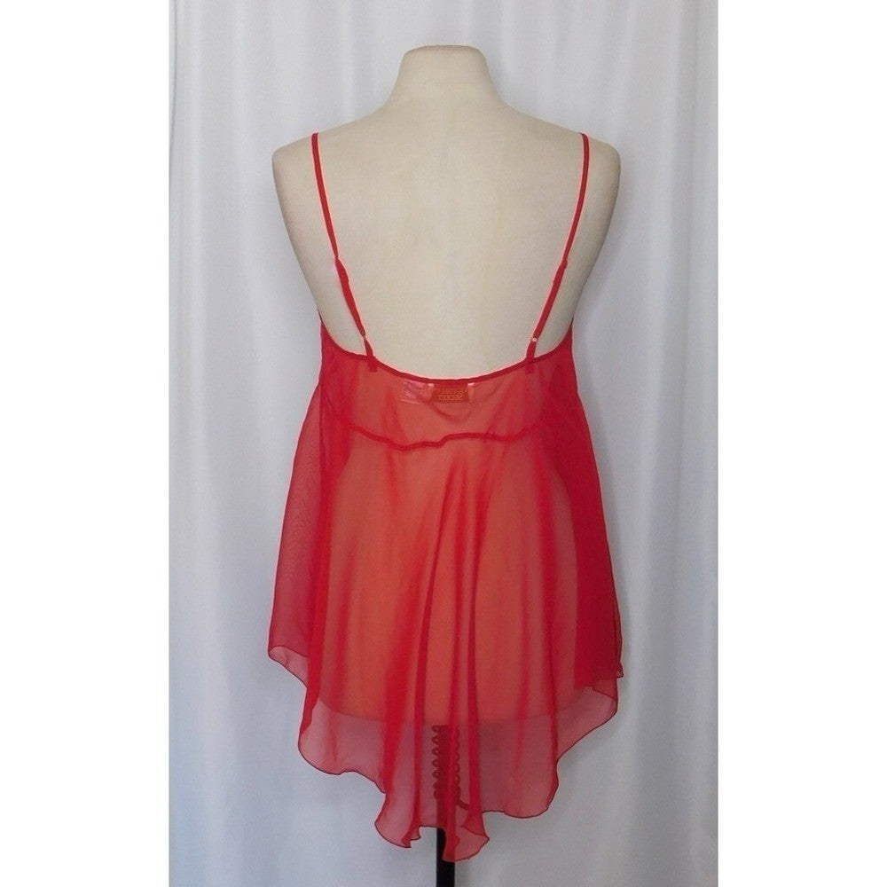 Vintage VICTORIA'S SECRET Gold Label Red Lace Chemise Gown Babydoll Medium