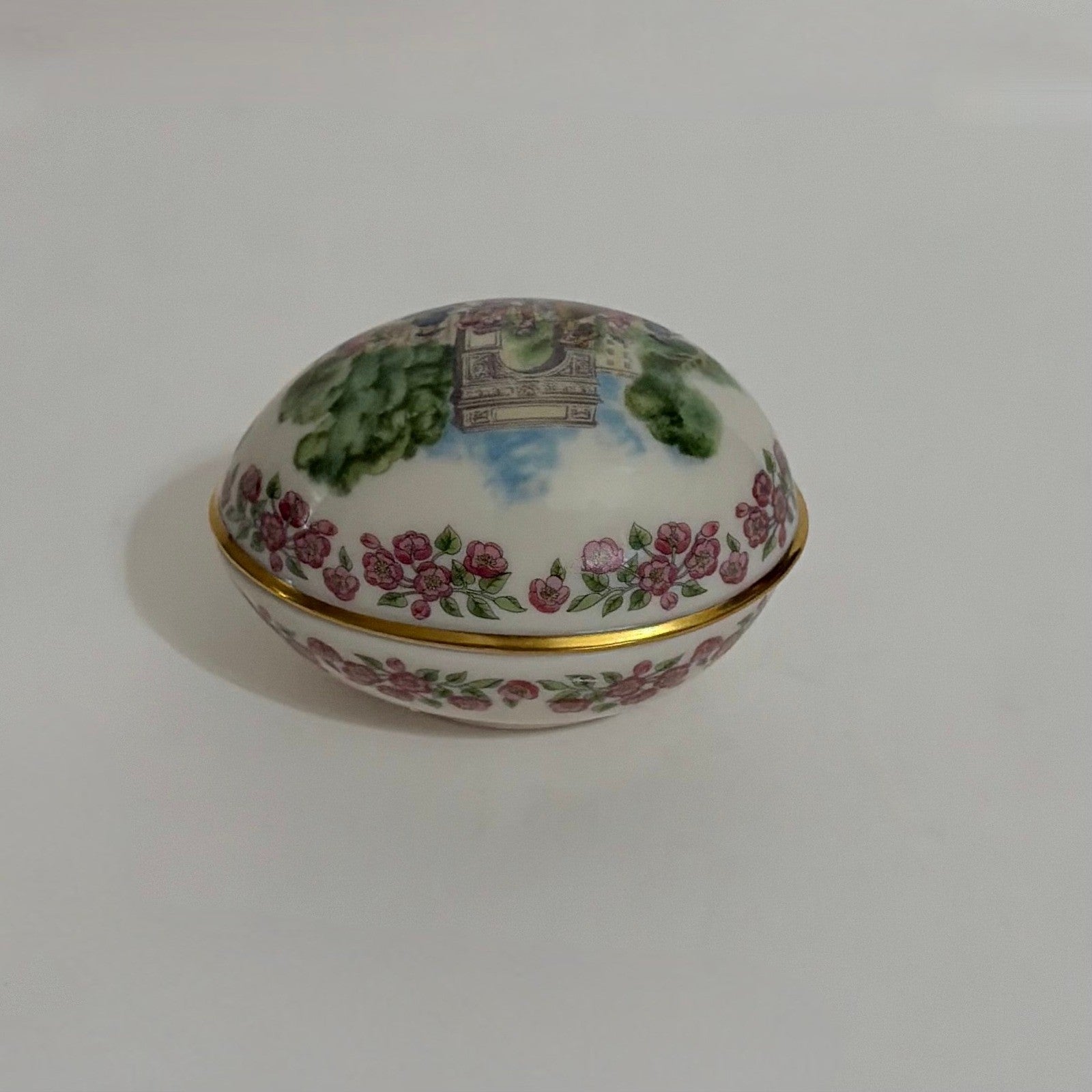 Vintage LENOX Porcelain Egg Trinket Box Mini Small Floral Paris 1985 Easter