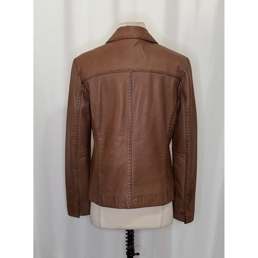 SUNDANCE McKenna Leather Blazer Jacket Honey Brown Floral Lining Boho Medium